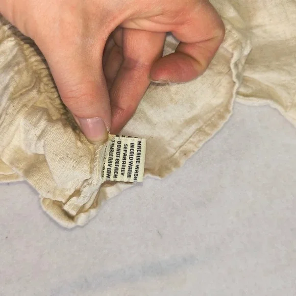 Sim & Sam Cream Linen Blend Smocked Peplum cropped Blouse Small Cottagecore boho - Picture 5 of 8